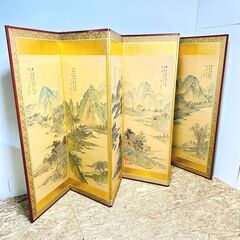 屏風 衝立 パーテーション 中国美術？ 風景画 6連 セット /SL2