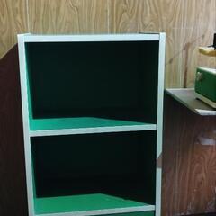 レトロ　カラーボックス　一番下は扉つき　緑　グリーン　家具 収納家具