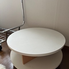 白　丸テーブルローテーブル　サイドテーブル　家具