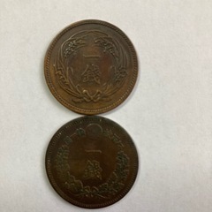 古い1銭銅貨 2枚