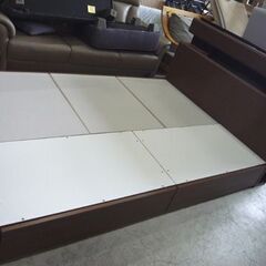 NITORI 引出し収納付き ダブルベッド 幅140cm コンセント付き ダーク