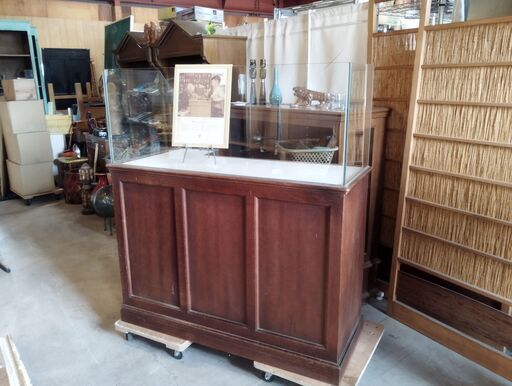 作業台 店舗什器 ガラス ショーケース 木製 収納棚　/UJ-0930 1F