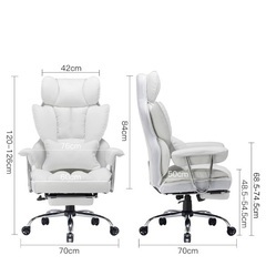 SKYE ゲーミングチェア 座り心地最高 デスクチェア オフィスチェア 椅子 テレワーク 社長椅子 伸縮可能のオットマン 高さ調節機能(ホワイト)