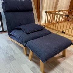 美品・引取限定】無印良品 ハイバックリクライニングソファオットマン