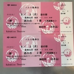 六月大歌舞伎　6/3昼の部　桟敷席ペア　