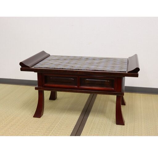 ≪U790-イ12ジ≫ 【在庫品】 経台/経机 木製 引き出し付き 幅61.2㎝/高さ31.8㎝ 仏具/仏壇 供養台/供物机/御供机/経卓 法事/法要