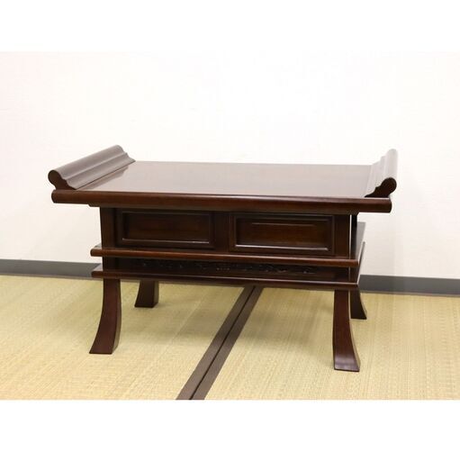 ≪U791-イ21ジ≫ 【在庫品】 経台/経机 木製 引き出し付き 幅68.5㎝/高さ39㎝ 仏具/仏壇 供養台/供物机/御供机/経卓 法事/法要 現状品