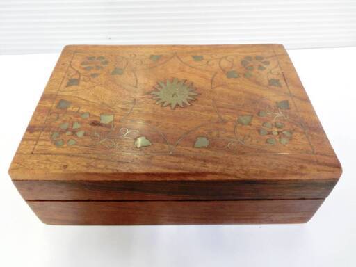 インド製　ハンドメイド　木製小物入れ　木箱　レトロ　アンティーク　ジュエリーボックス　INDIA　WOOD　BOX