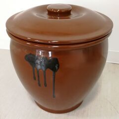 ■漬物容器 丸かめ 陶器 樽 ぬか漬け 梅漬け 保存容器 丸型 茶色