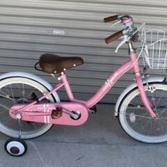 美品　子供用自転車　18インチ　補助輪付　ピンク