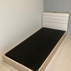 シングルベッド　収納付き　ホワイト　フレーム