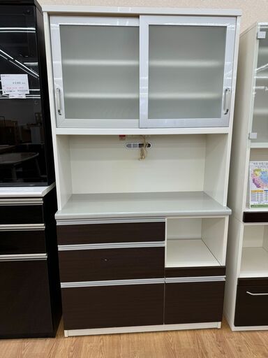 ★ジモティ割あり★  食器棚 ダークブラウン H196×W105×D45 クリーニング済み KJ5231