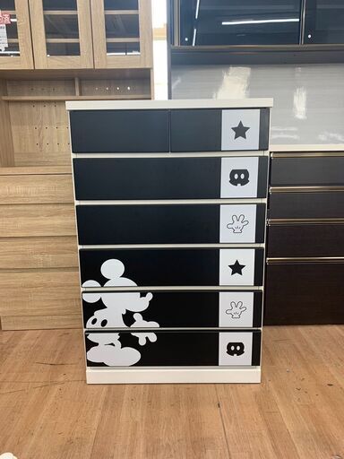 チェスト 6段 ミッキー 廃盤品 衣類収納 タンス 幅75cm 自社配送時代引き可※現金、クレジット、スマホ決済対応※