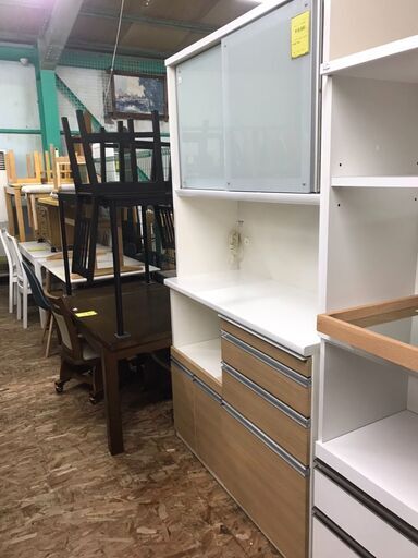 松田家具　レンジボード　キッチンボード　食器棚　大容量　ファミリータイプ　おしゃれ　クリーニング済み　ジャングルジャングル貝塚店　貝塚市　二色浜
