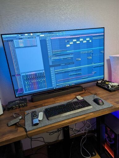 パソコンデスク IKEA Karlby 186cm + Flexispot E7