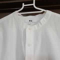 メンズ 白 ホワイト ユニクロ バンドカラー シャツ