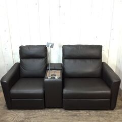NITORI/ニトリ リクライニングソファ 電動 二人掛け ダークブラウン系
