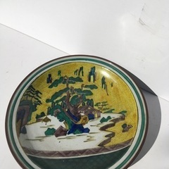 九谷　正峰　高知名所画　手描き　色絵金彩色盛り　古い大皿　坂本龍馬　桂浜　印　銘 九谷正峰高知名所画手描き色絵金彩色盛り古い大皿坂本龍馬桂浜印銘