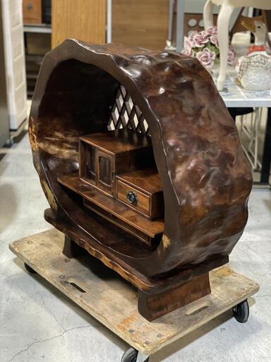 ☆激安!!☆ 和風飾り棚 丸型 小物入れ付 収納家具 食器棚、収納