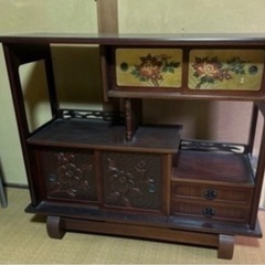 家具　鎌倉彫り 茶箪笥 和箪笥