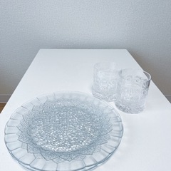 グラス 大皿 ガラス食器(2枚ずつ) 食器セット 生活雑貨