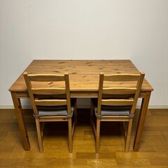 【中古・美品】木製ダイニングテーブル＆椅子2脚