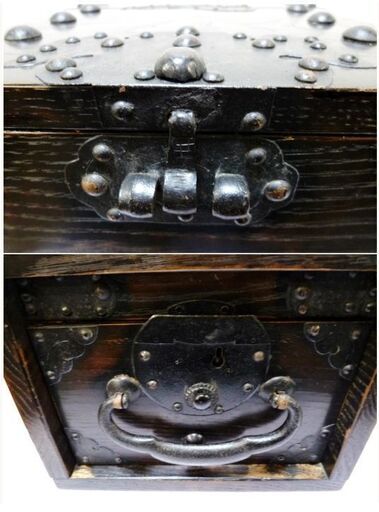 希少 当時もの 船箪笥 銭箱 からくり箪笥 鍵付き 高さ29㎝ 幅25.5