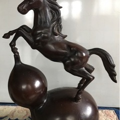 馬と瓢箪　置物　　鋳鉄製