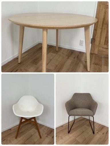 IKEA　家具 ダイニングセット3点セット　丸テーブル、椅子2脚