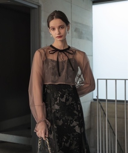 【美品/GIRL】フロッキードットシアーオールインワン フロッキードットシアーオールインワン 結婚式 パンツドレス