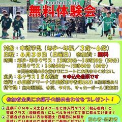 未就学児対象「キッズサッカー無料体験会」6/30(日) 小…