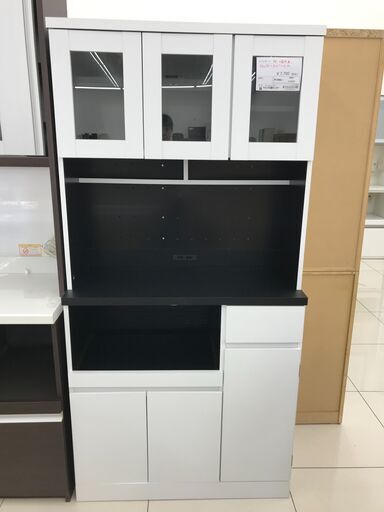 ★ジモティ割あり★  レンジボード ホワイト H182×D41.5×W90 クリーニング済み HJ3322