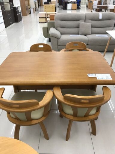 ★ジモティ割あり★  ダイニングテーブルセット ナチュラルブラウン H70×D80×W135 クリーニング済み HJ3326