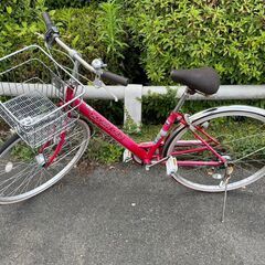 自転車　No.1449　ピンク　6段切替　LEDオートライト、鍵...