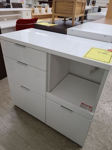 J4923　NITORI　ニトリ　キッチンカウンター　エトナ90CT-WH　ホワイト　クリーニング済　【リユースのサカイ柏店】　参考価格34,990円