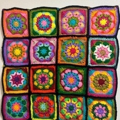 アフリカンフラワー かぎ針編み 編み物 タペストリー ハンドメイド 
