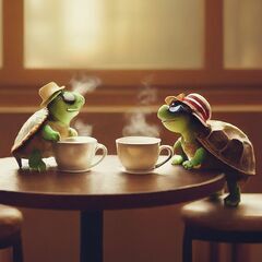 朝活：亀とコーヒーと会話でリフレッシュ！コースタープレゼン…