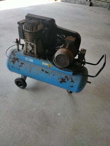 ●引取限定●中古 動作品 ストレート エアコンプレッサー 200V 4kW 5.5馬力 LT150 HP5.5 150L
