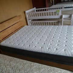 ニトリ ダブルベッド マットレス付き 幅142.5×奥行207×高さ88cm 木製 Nスリープ 寝具 家具 NITORI 苫小牧西店 