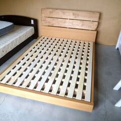 ニトリ ダブルベッド マットレス付き 幅142.5×奥行207×高さ88cm 木製 Nスリープ 寝具 家具 NITORI 苫小牧西店 