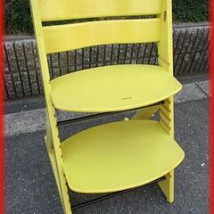 引き取り限定 子供用 椅子 脚立 木製 黄色 中古
