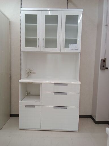 ★ジモティ割あり★ NITORI 食器棚 ホワイト W100×D42×H200 クリーニング済み TC3162
