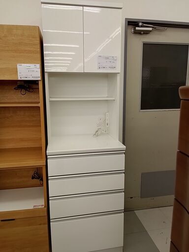 ★ジモティ割あり★  食器棚 ホワイト H200×D51×W59 クリーニング済み TC499