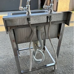 業務用 二口蛇口付き 1槽シンク 幅600×奥600×高さ840+90(mm) BG付き バックガード付き 一層シンク 一層 1層 一槽 厨房 厨房機器 大阪発