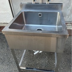 業務用 二口蛇口付き 1槽シンク 幅600×奥600×高さ840+90(mm) BG付き バックガード付き 一層シンク 一層 1層 一槽 厨房 厨房機器 大阪発
