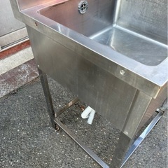 業務用 二口蛇口付き 1槽シンク 幅600×奥600×高さ840+90(mm) BG付き バックガード付き 一層シンク 一層 1層 一槽 厨房 厨房機器 大阪発