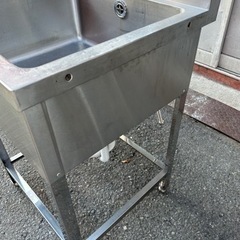 業務用 二口蛇口付き 1槽シンク 幅600×奥600×高さ840+90(mm) BG付き バックガード付き 一層シンク 一層 1層 一槽 厨房 厨房機器 大阪発