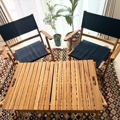 NITORI ニトリ テーブル 2脚 椅子 セット 木製