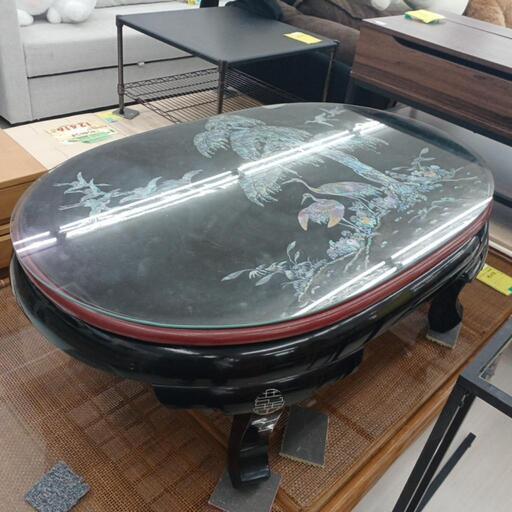 ★ジモティ割あり★螺鈿細工の座卓  現状販売 高さ(H)37× 幅(W)106× 奥行(D)66cm【joh1384】