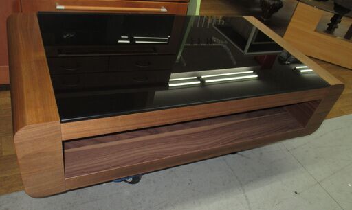 R465 トップガラスセンターテーブル、リビングテーブル、幅115cm Used・美品